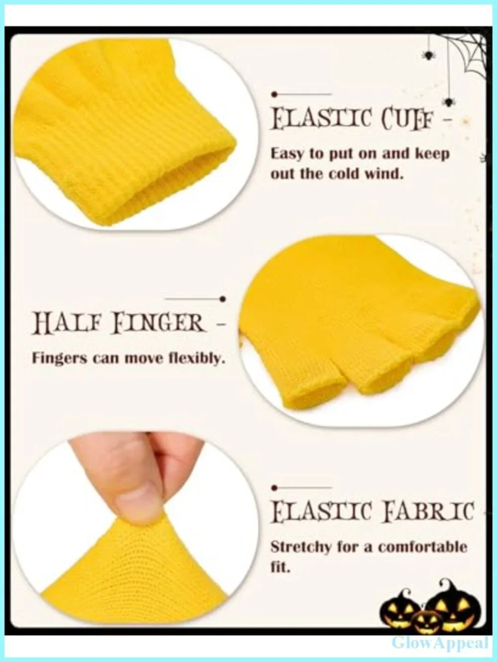 Fingerless Gloves Touchscreen Knit Stretchy Half Finger Unisex Winter Warm